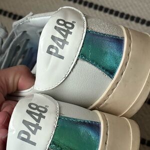 P448 White and Green Sneakers with Chunky Sole